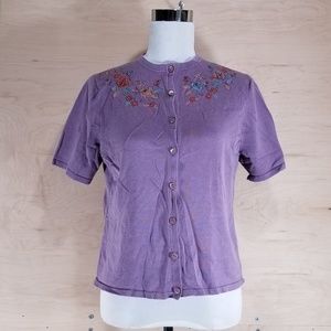 🦋Pendleton Purple Floral Cardigan Size M Petite